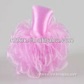 Pink nylon sponge scrubber bath mesh sponge for shower